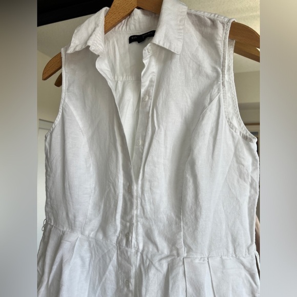 Banana Republic Womens White A-Line Button Down Linen Bridal Shower Sundress 6 - Picture 2 of 10